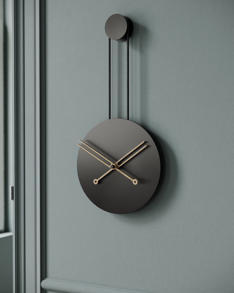 Large Modern Wall Clock - (Black/Oak Colour)