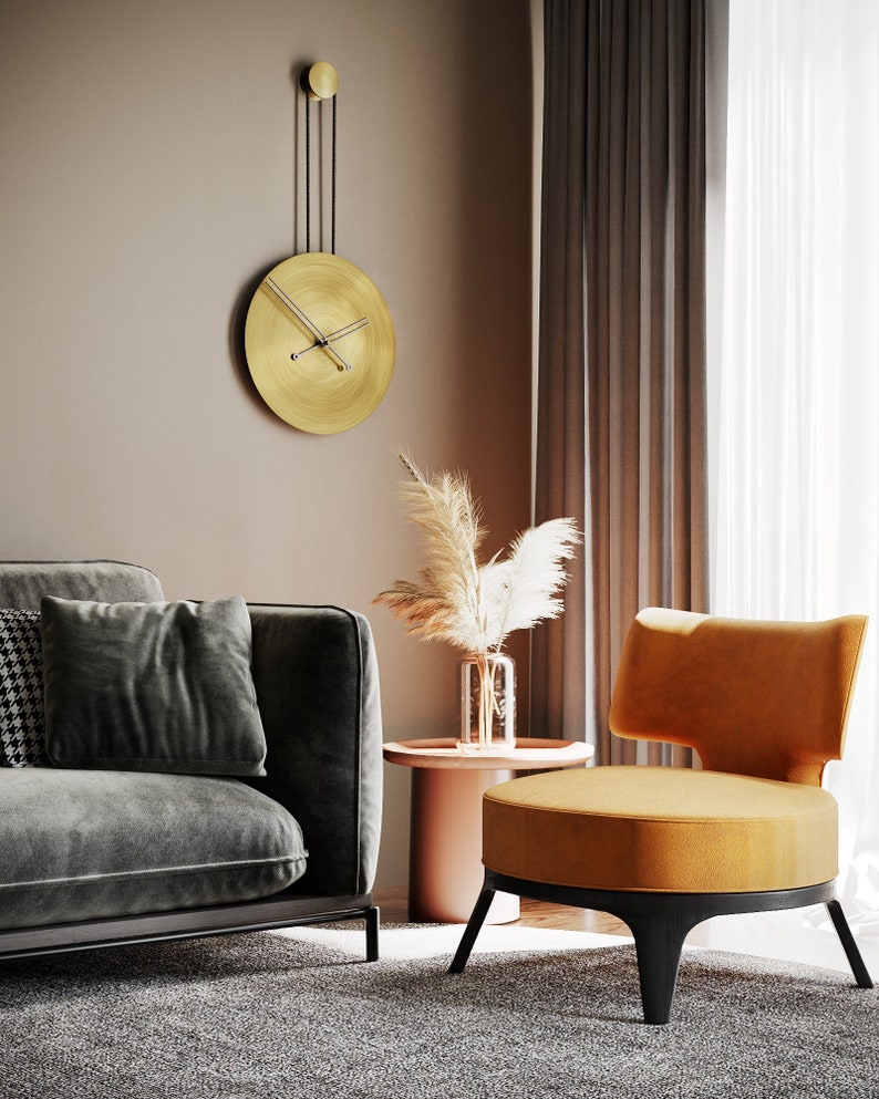 Large Minimalist Wall Clock - (Antique Gold)