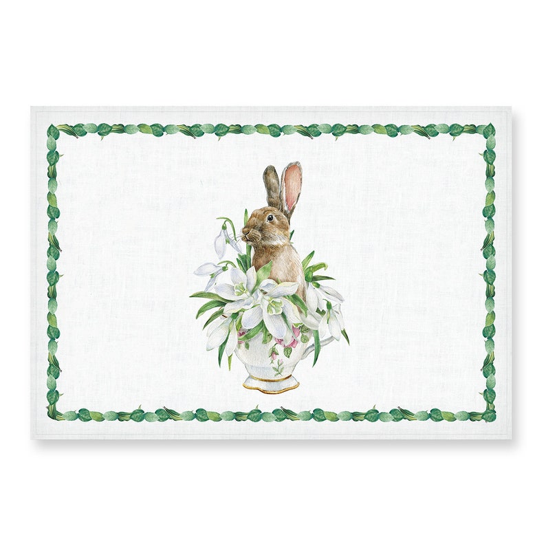 Easter Bunny Placement Set | 100% Linen (6 Placemats)