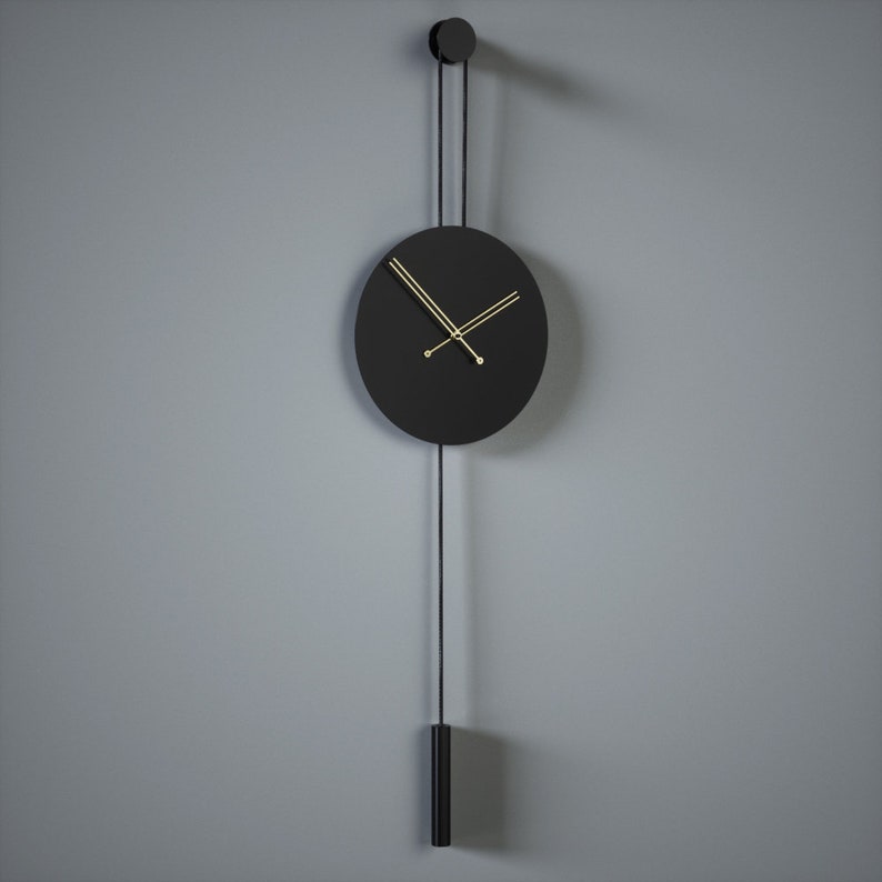 Large Modern Wall Clock - (Black Walnut Colour)