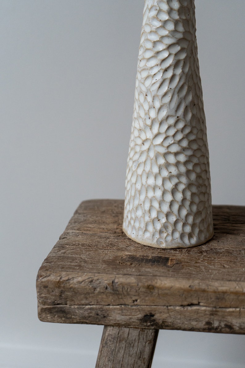 Ceramic Stem Ophelia Vase - Off White
