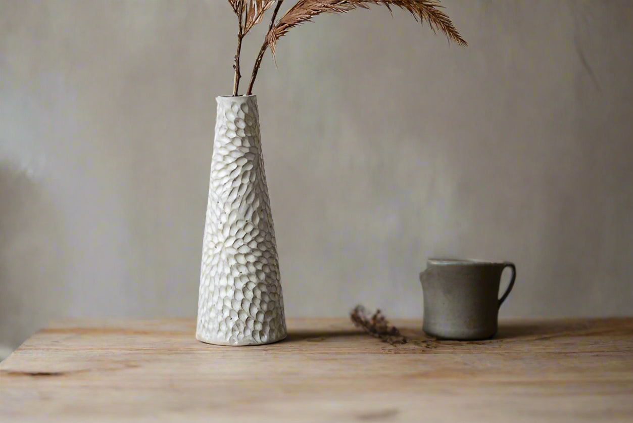 Ceramic Stem Ophelia Vase - Off White