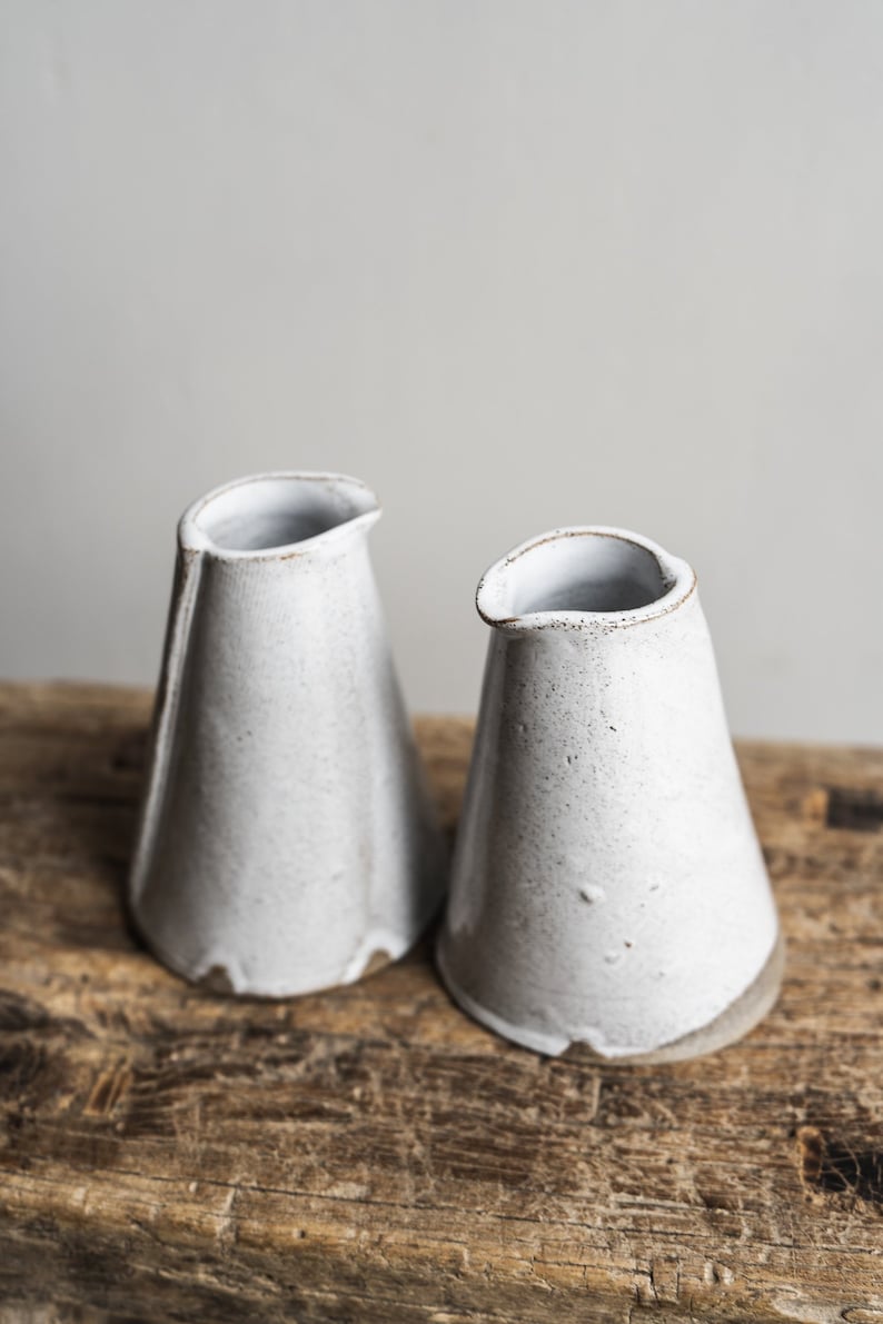 Aires Glossy white Jug, handmade stoneware