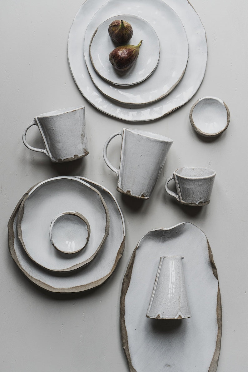 Aires Glossy white Jug, handmade stoneware
