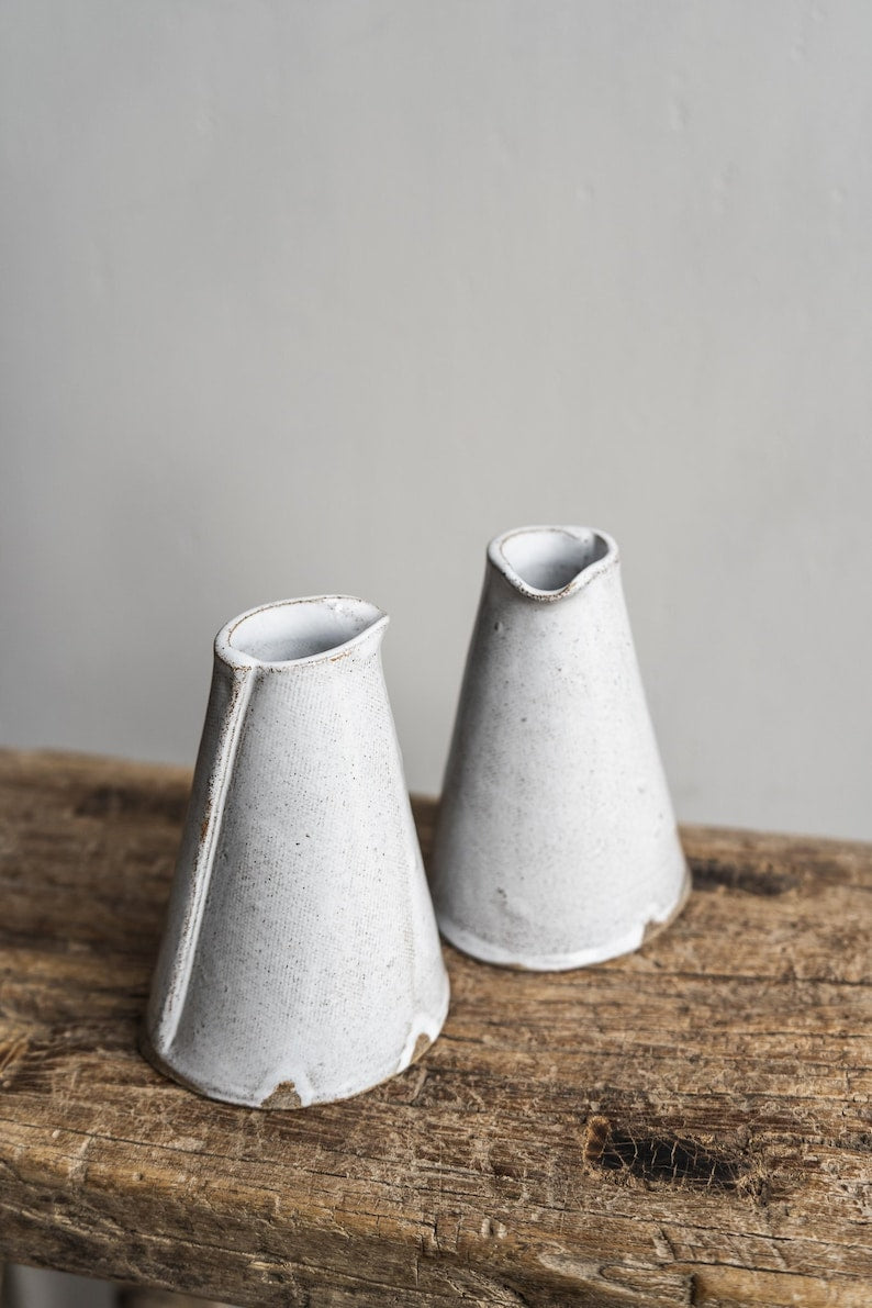 Aires Glossy white Jug, handmade stoneware