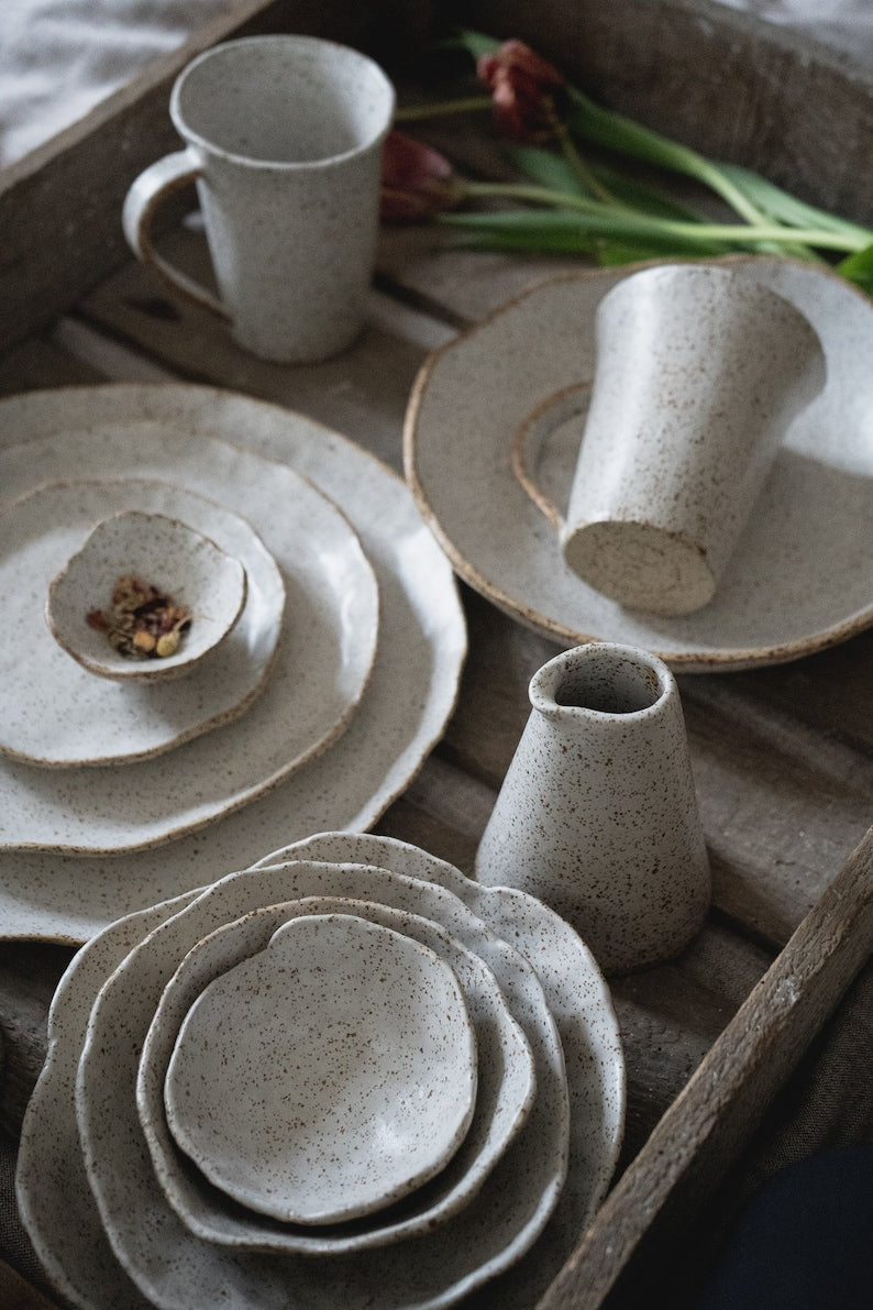 Speckled Oat Jug, handmade stoneware