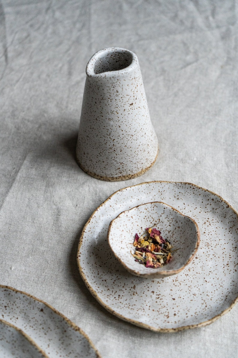 Speckled Oat Jug, handmade stoneware