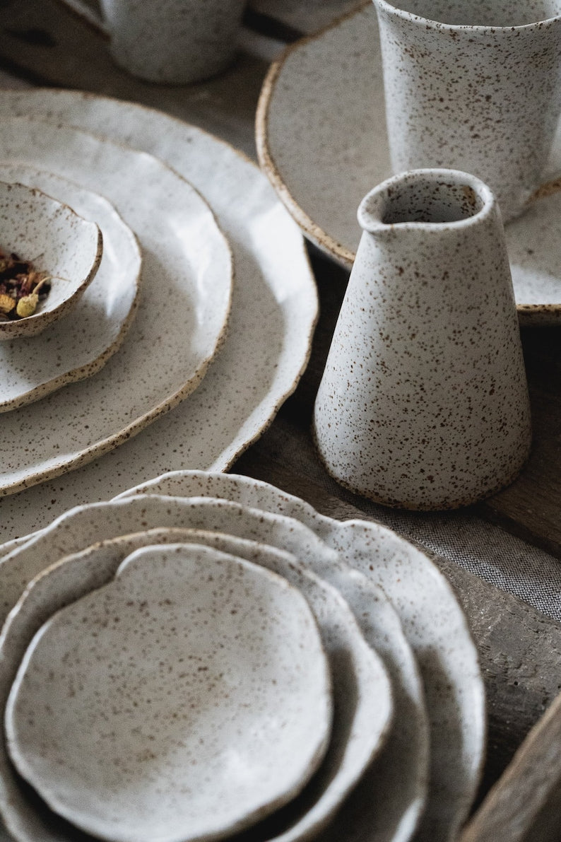 Speckled Oat Jug, handmade stoneware