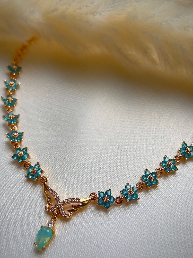 Angelic purple floral butterfly choker necklace