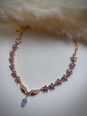 Angelic purple flower choker necklace