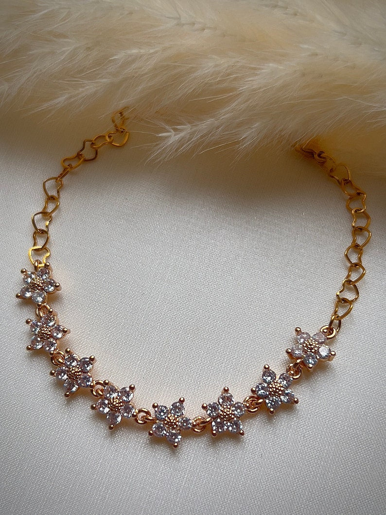White dainty floral delicate bracelet