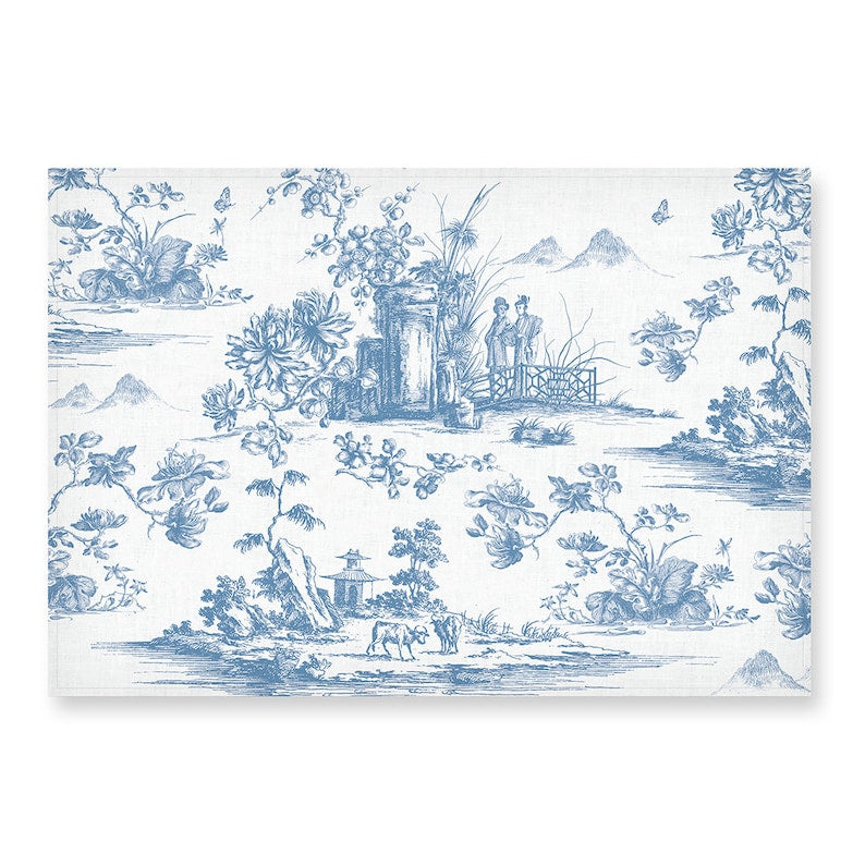Toile de Jouy linen placemats (6 Placemats)