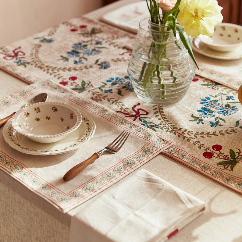 Placemats for Christmas, Cherry Blossom Pattern, Set of 4