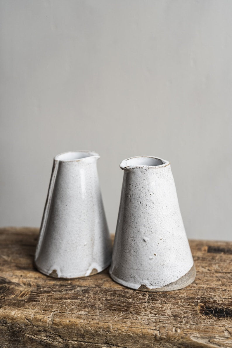 Aires Glossy white Jug, handmade stoneware
