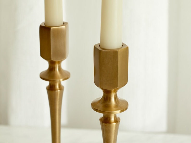 Jenna Iron Brass Candle Holders Set