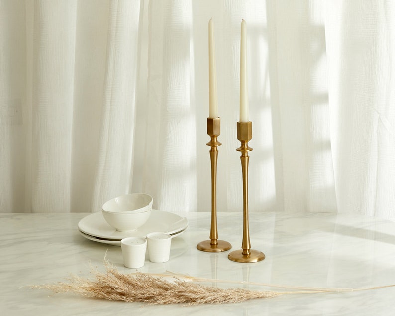Jenna Iron Brass Candle Holders Set