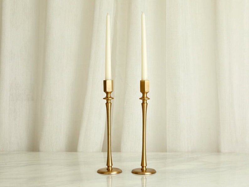 Jenna Iron Brass Candle Holders Set