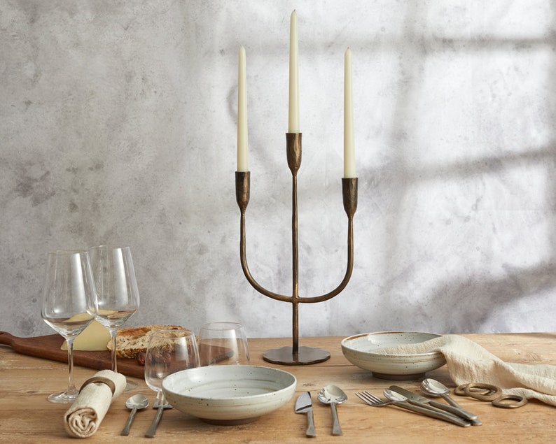 Camille Iron Antique Trident Candelabra