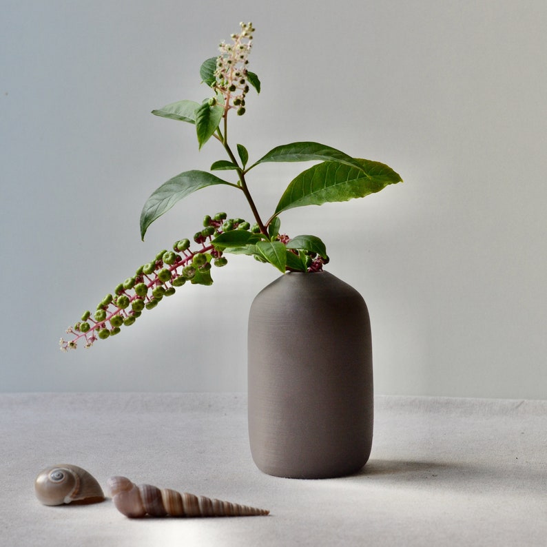 Grey Porcelain Bottle Vase | Japandi Pottery