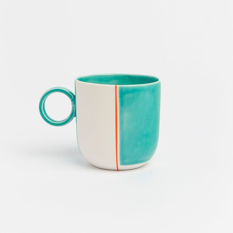 Porcelain Green Mug | Modern Artisan Ceramic Coffee Cup
