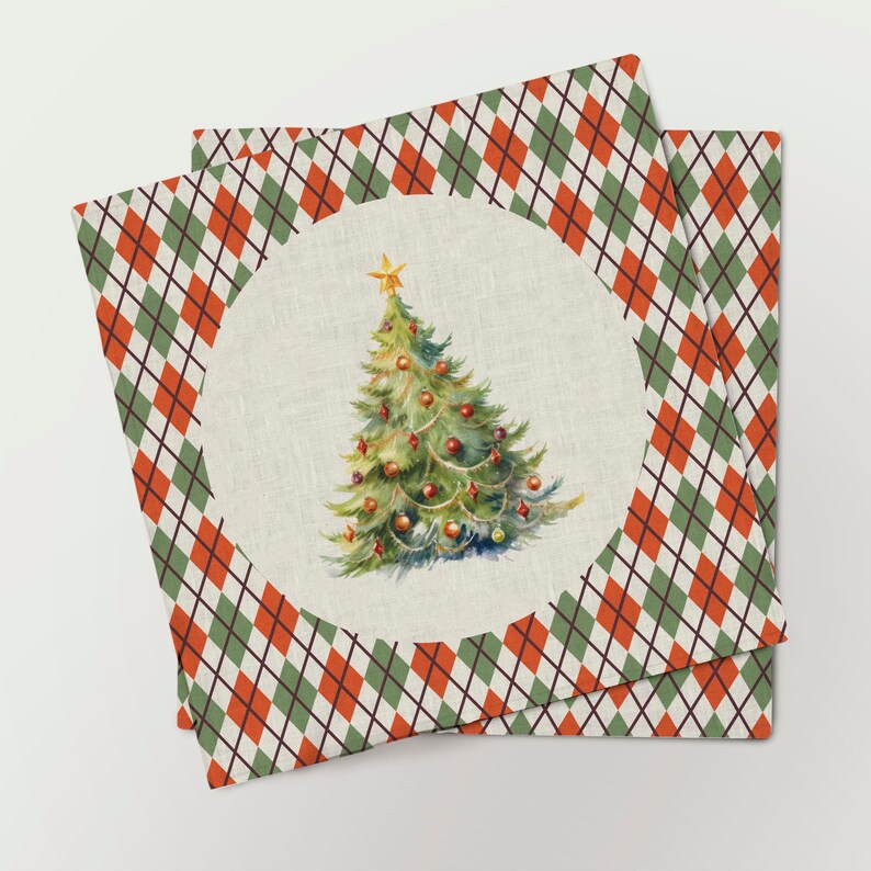 Retro Holiday Napkins Set Vintage | 100% Linen