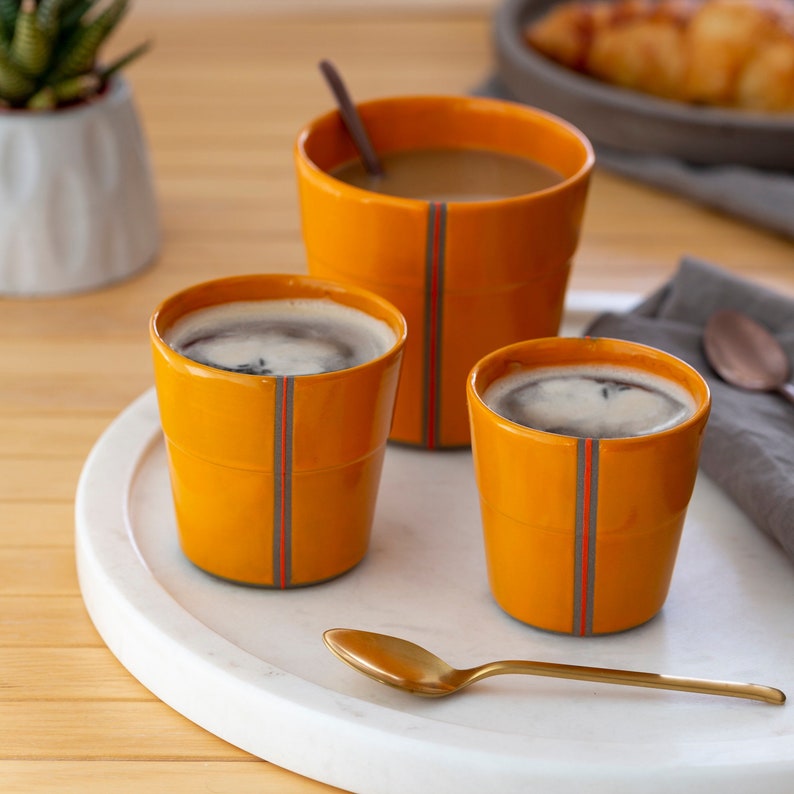 Handmad Without Handle Orange Espresso Cup
