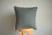 Seafoam Green Linen Pillow Cover - Scalloped Edge Design