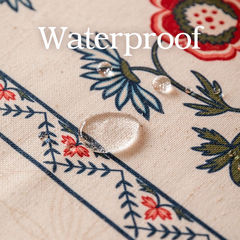Farmhouse Style Linen Tablecloth Retro Floral Elegance