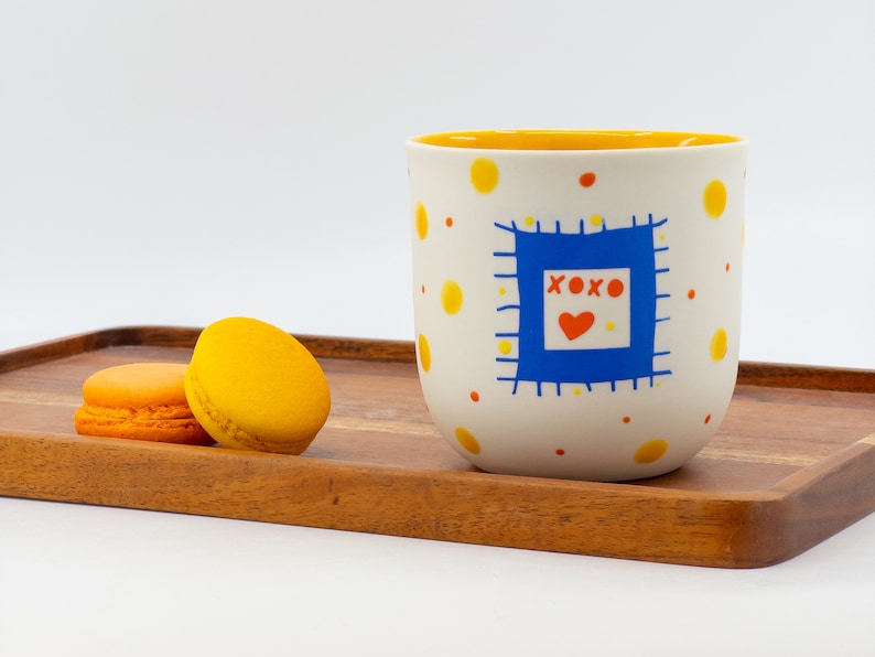Adorable Hand Painted Porcelain Mug with Cute Motifs