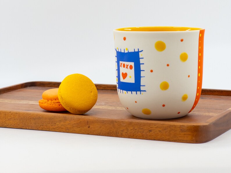 Adorable Hand Painted Porcelain Mug with Cute Motifs