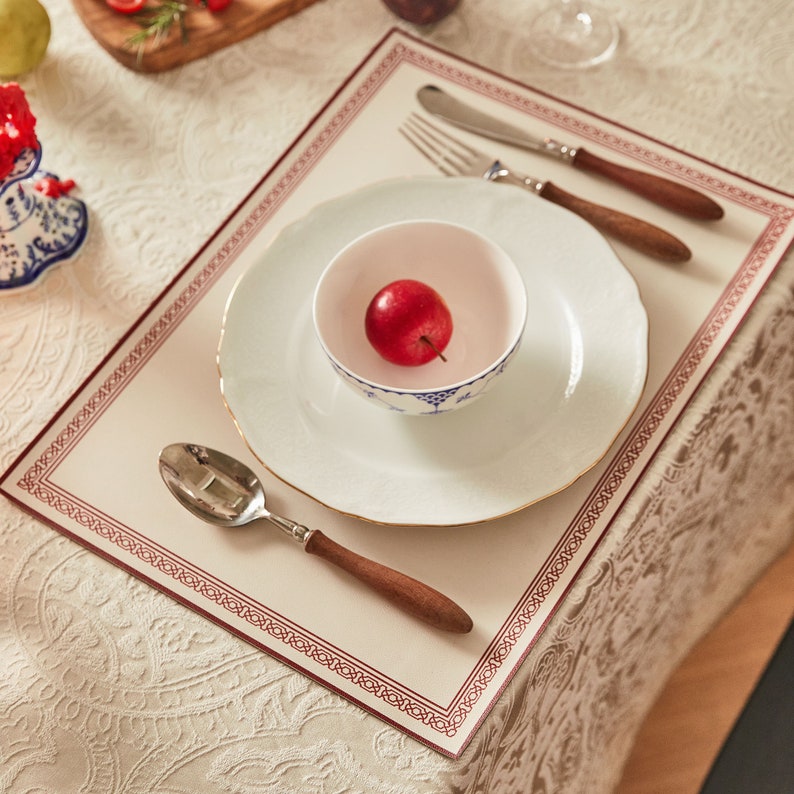 Oriental Style Table Placemats Simple PU Leather Placemats