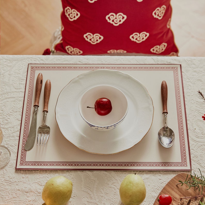 Oriental Style Table Placemats Simple PU Leather Placemats