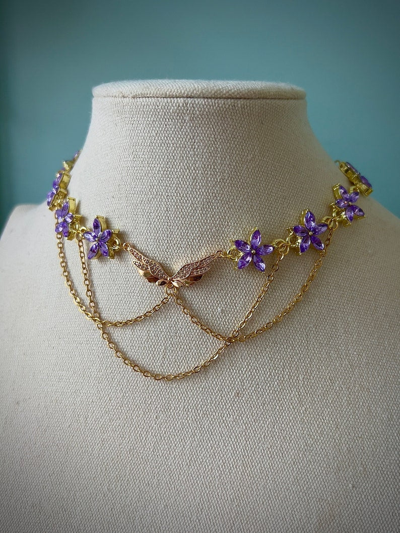 Elegant purple Angelic fairycore ethereal necklace
