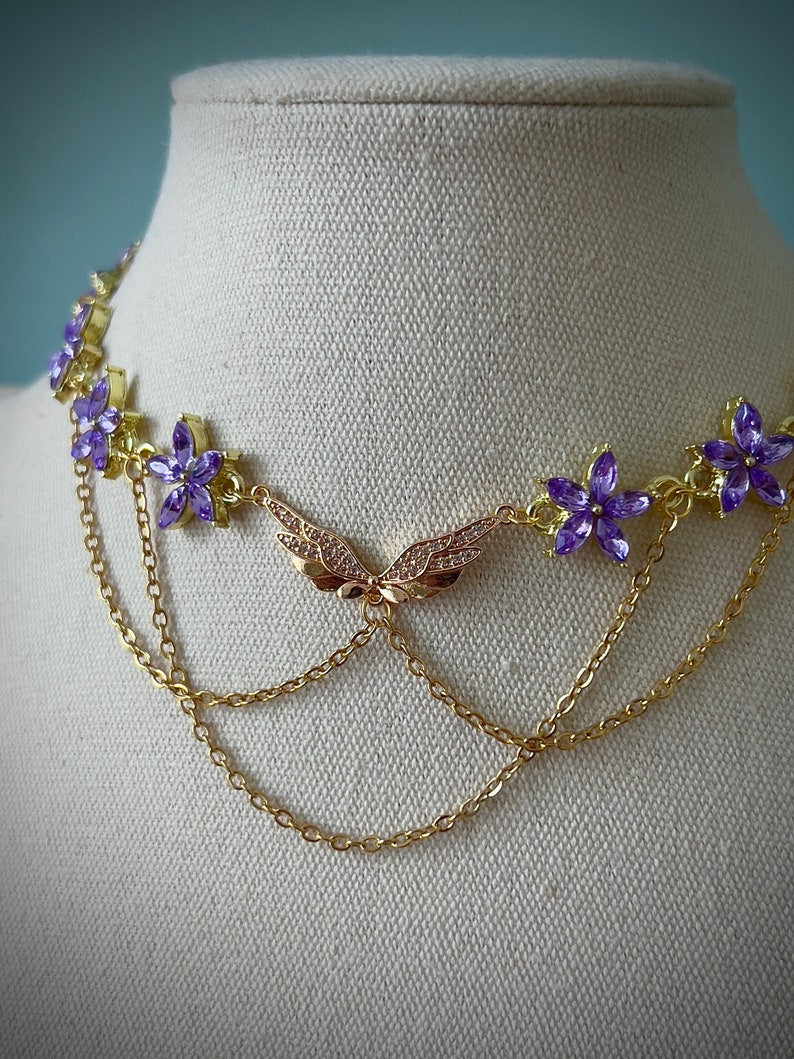 Elegant purple Angelic fairycore ethereal necklace