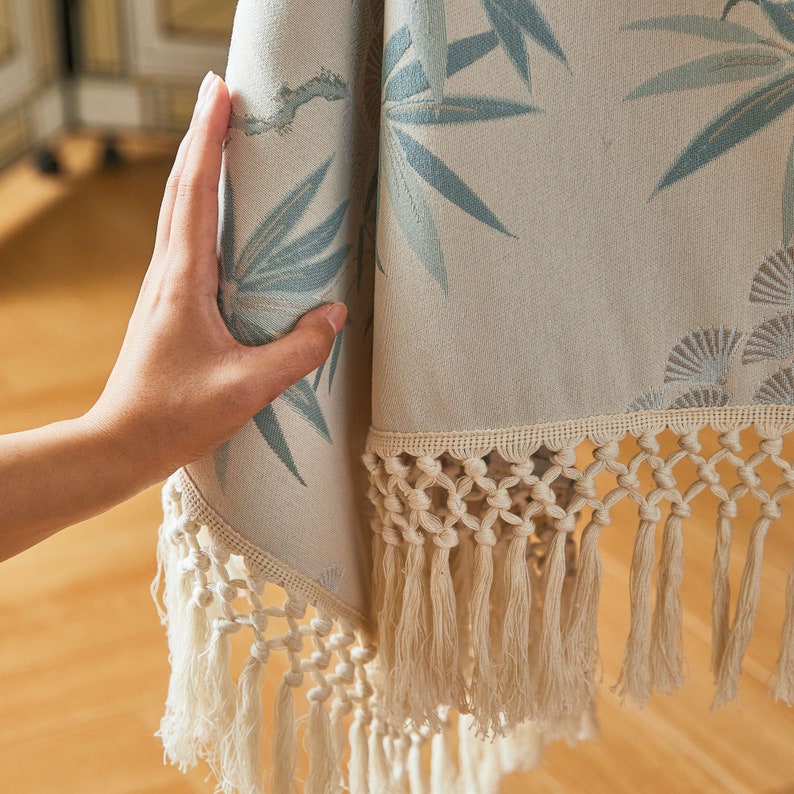 Exquisite Chinoiserie Snow Cedar and Jade Bamboo Tablecloth