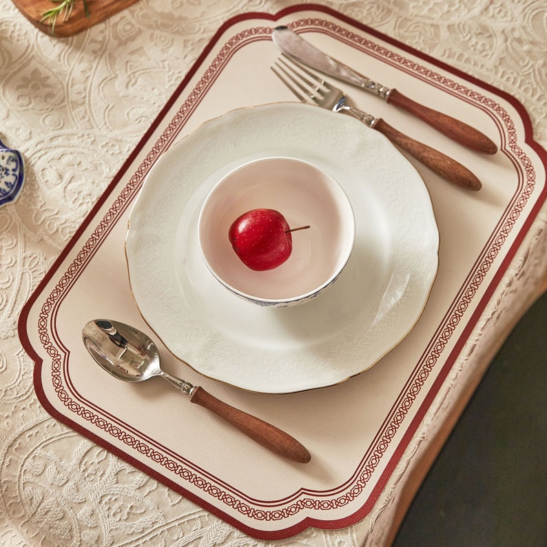 Oriental Style Table Placemats Simple PU Leather Placemats