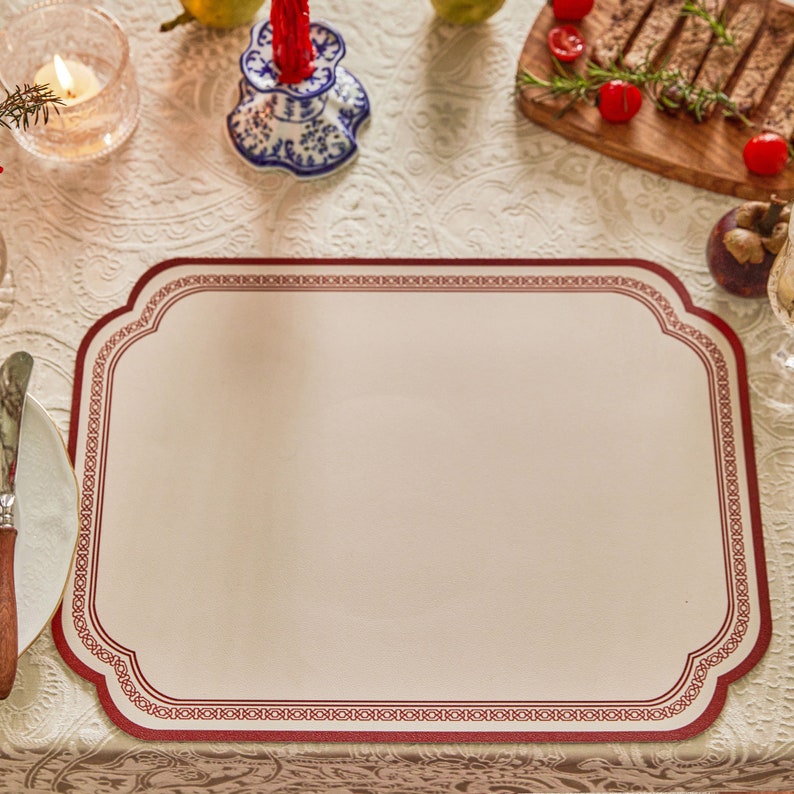 Oriental Style Table Placemats Simple PU Leather Placemats
