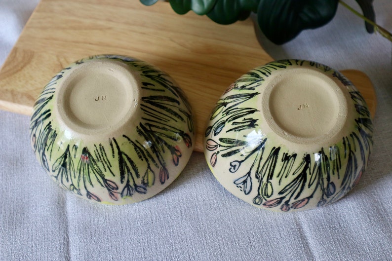 Small Wonky Yellow Tulip Floral Ceramic Bowl