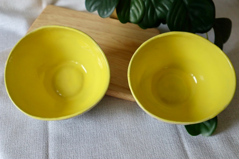 Small Wonky Yellow Tulip Floral Ceramic Bowl