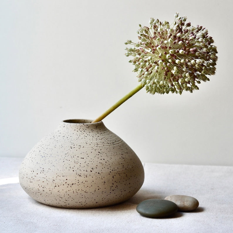 Beige Speckled Wabi Sabi Vase