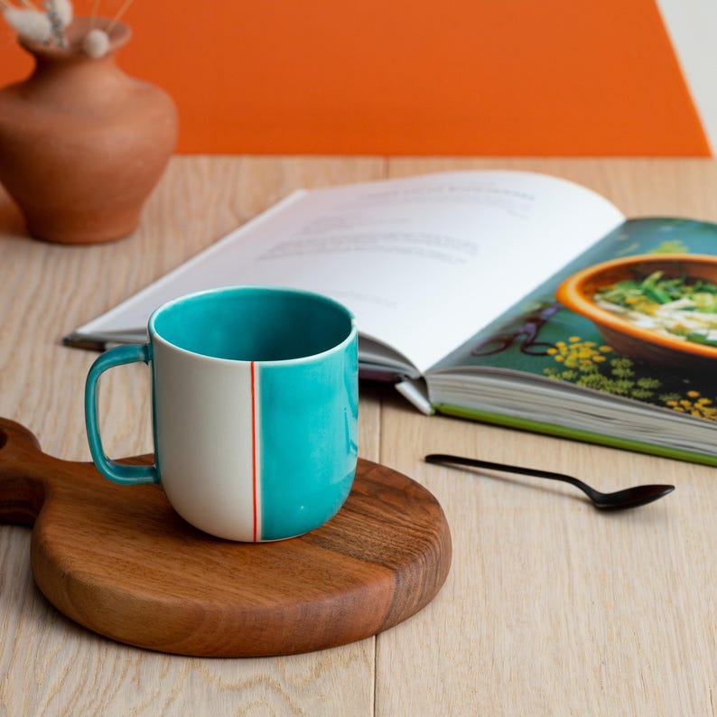 Porcelain Green Mug | Modern Artisan Ceramic Coffee Cup