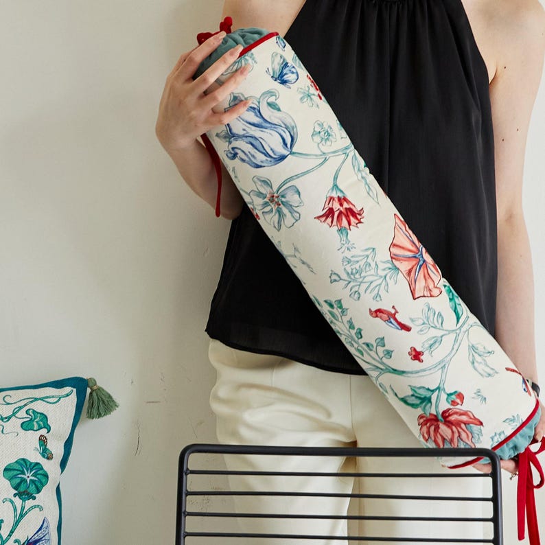 French Elegance Armrest Bolster Pillow Cover with Floral Patterns