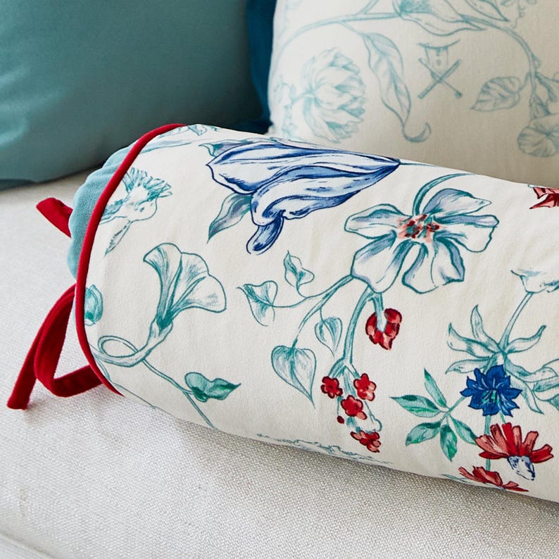 French Elegance Armrest Bolster Pillow Cover with Floral Patterns