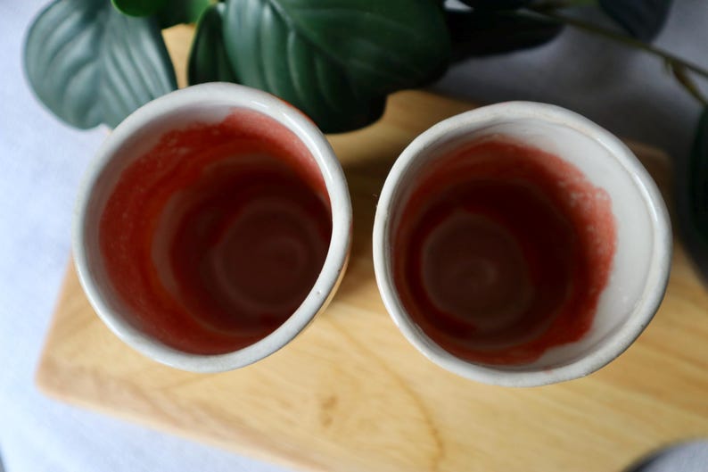 Floral Ceramic Cups Orange and Pink