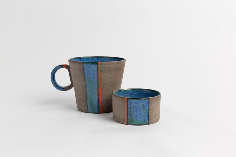 Blue Pottery Bowl | Wheel Thrown Handmade Stoneware