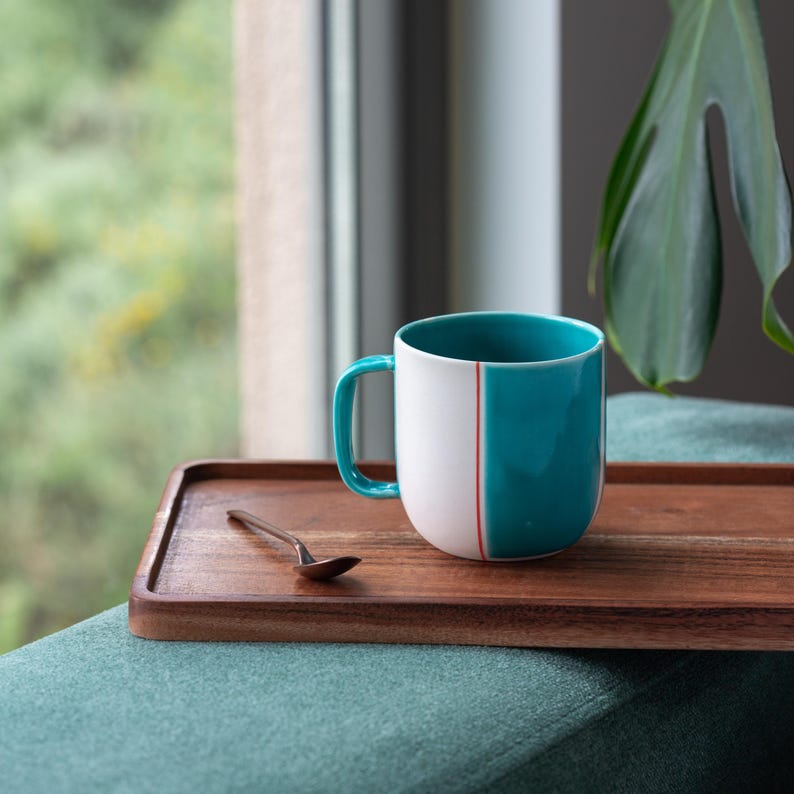 Porcelain Green Mug | Modern Artisan Ceramic Coffee Cup