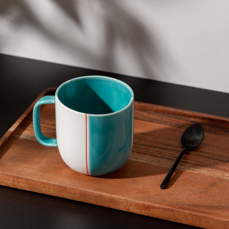 Porcelain Green Mug | Modern Artisan Ceramic Coffee Cup