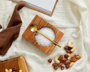 Bea Acacia Seasoning Pot with Brass Spoon