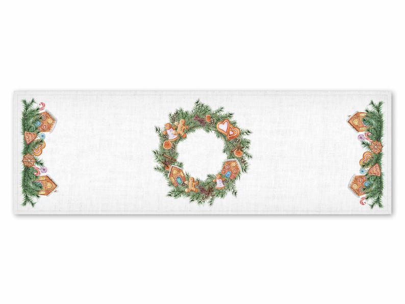 Gingerbread Table Runner | Christmas decorations | 100% linen