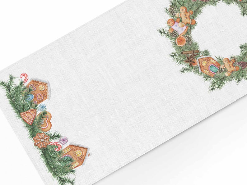 Gingerbread Table Runner | Christmas decorations | 100% linen